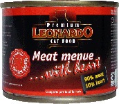 Консервированный корм для взрослых кошек Leonardo с мясом и сердцем 200 г 24 шт