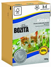 Консервированный корм для котят Bozita Feline Kitten кусочки в желе с курицей 190 г