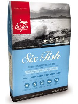 Сухой гипоаллергенный беззерновой корм для взрослых собак всех пород Orijen 6 Fresh Fish с рыбой 340 гр, 2 кг, 6 кг, 11,4 кг