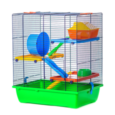 Клетка для грызунов Inter Zoo TEDDY LUX II (GINO II Color + PL) - пластиковый комплект 420х290х490 (цветной прут) 