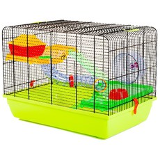 Укомплектованная клетка для грызунов Inter Zoo JERRY II + пластиковый комплект, цветная, 58 х 38 х 43 см