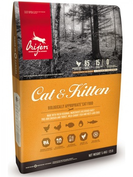 Сухой беззерновой корм для котят и кошек  Orijen Cat and Kitten 340 гр, 1,8 кг, 5,44 кг, 17 кг