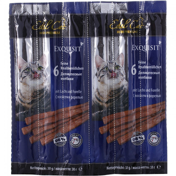 Лакомство для кошек Edel Cat Жевательные колбаски, лосось с форелью, 1х6 шт 180 гр