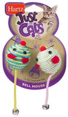 Игрушка для кошек Hartz Bell Mouse cat toy две круглых мышки, с колокольчиками, мягкая