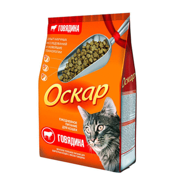Сухой корм для взрослых кошек, профилактика МКБ Оскар с говядиной 400 гр, 10 кг