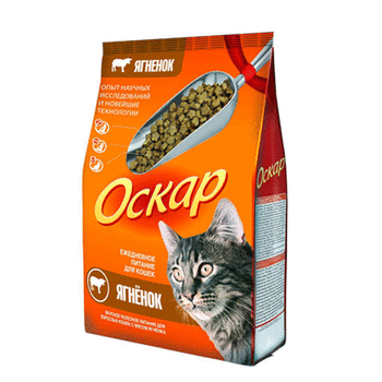 Сухой корм для взрослых кошек, профилактика МКБ Оскар с ягненком 400 гр, 10 кг