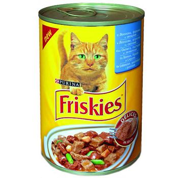 Консервированный корм для взрослых кошек Friskies с лососем, форелью и овощами 24 банки по 400 г