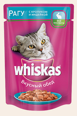 Консервированный корм для взрослых кошек Whiskas  рагу с кроликом и индейкой 85 г