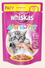 Консервированный корм для котят Whiskas рагу с курицей 85 г 24 шт