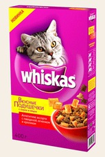 Сухой корм для взрослых кошек Whiskas вкусные подушечки с паштетом морское ассорти с лососем, тунцом и креветками