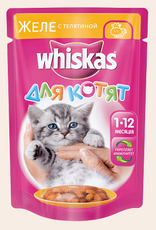 Консервированный корм для котят Whiskas с телятиной в желе 85 г 24 шт