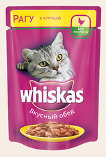 Консервированный корм для взрослых кошек Whiskas  рагу с курицей 85 г
