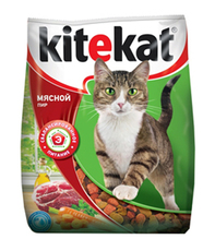 Сухой корм для взрослых кошек Kitekat мясной пир