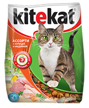 Сухой корм для взрослых кошек Kitekat с курицей и индейкой 1,9 кг