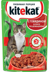 Консервированный корм для взрослых кошек Kitekat с говядиной в соусе  100 г 24 шт
