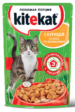 Консервированный корм для взрослых кошек Kitekat с курицей в соусе 100 г 24 шт