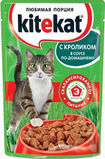 Консервированный корм для взрослых кошек Kitekat с кроликом в соусе 100 г 24 шт