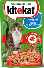 Консервированный корм для взрослых кошек Kitekat с рыбой в соусе 100 г 24 шт
