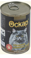 Консервированный корм для взрослых кошек Оскар нежное мясное рагу 415 г 24 шт