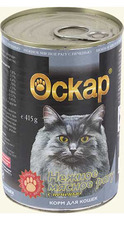 Консервированный корм для взрослых кошек Оскар нежное мясное рагу с печенью 415 г 24 шт