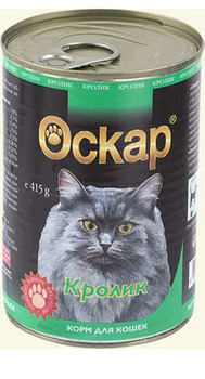 Консервированный корм для взрослых кошек Оскар с кроликом 415 г 24 шт