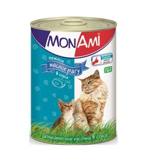 Консервированный корм для взрослых кошек МонАми нежное мясное рагу