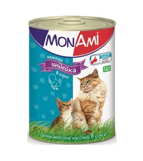 Консервированный корм для взрослых кошек МонАми с индейкой