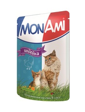 Консервированный корм для взрослых кошек МонАми с индейкой 100 г 24 шт