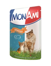 Консервированный корм для взрослых кошек МонАми с нежной телятиной 100 г 24 шт