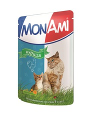 Консервированный корм для взрослых кошек МонАми с курицей 100 г 24 шт