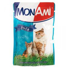 Консервированный корм для взрослых кошек МонАми с рыбой 100 г 24 шт