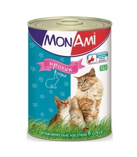 Консервированный корм для взрослых кошек МонАми с кроликой 415 г 24 шт