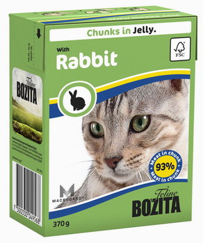 Консервированный корм для взрослых кошек и котят Bozita Feline кусочки в желе с мясом кролика 370 г