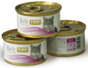 Консервированный корм для взрослых кошек Brit Care с тунцом и лососем 80 г 12 шт