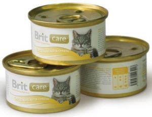 Консервированный корм для взрослых кошек Brit Care с куриной грудкой и сыром 80 г 12 шт