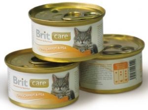 Консервированный корм для взрослых кошек Brit Care с тунцом, морковкой и горошком 80 г 12 шт