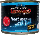 Консервированный корм для взрослых кошек Leonardo с мясом и рыбой 200 г 24 шт