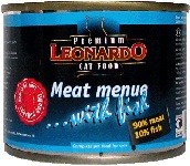 Консервированный корм для взрослых кошек Leonardo с мясом с рыбой 400 г 24 шт