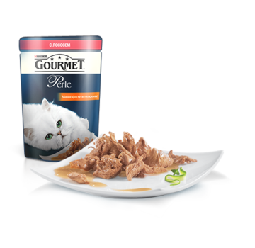 Консервированный корм для взрослых кошек Gourmet Perle мини-филе с лососем 85 г 24 шт