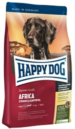 Сухой корм для  взрослых собак с чувствительным пищеварением  Happy Dog Supreme Sensible Africa, с мясом страуса 1 кг, 4 кг, 12,5 кг