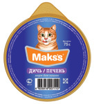 Консервированный корм для взрослых кошек Maks's с дичью и печенью 75 г 30 шт