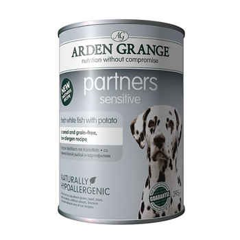 Консервы для взрослых собак Arden Grange Partners Sensitive, Fish and Potato с белой рыбой и картофелем 395 гр