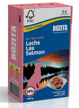 Консервы для взрослых собак Bozita кусочки в желе с лососем 480 г 16 шт