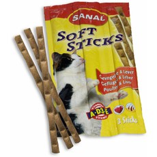 Лакомство для кошек Sanal Мягкие колбаски с птицей и печенью, 35г*3шт/уп