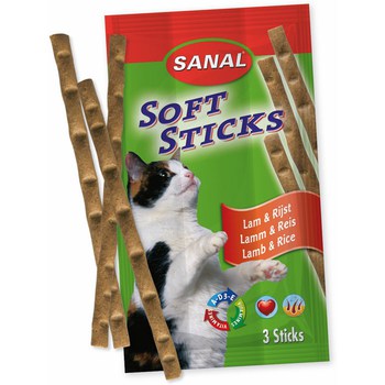 Лакомство для кошек Sanal Мягкие колбаскис ягненком и рисомс Витамином A, D3, E, 35г*3шт/уп