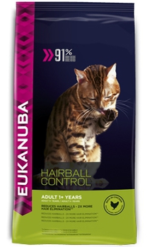 Сухой корм для взрослых домашних кошек, для вывода шерсти из желудка  Eukanuba Hairball for Indoor Cats 400 гр, 2 кг