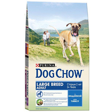 Сухой корм для взрослых собак крупных пород Purina Dog Chow Large Breed с индейкой и рисом