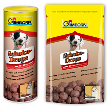 Шоколадные дропсы с биотином для  взрослых собак Gimdog 400 г