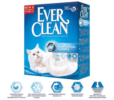 Наполнитель для кошачьего туалета Ever Clean Extra Strong Clumping  Unscented комкующийся, без ароматизатора 6 кг, 10 кг