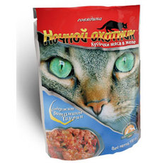 Консервированный корм для взрослых кошек Ночной Охотник с говядиной в желе 100 г